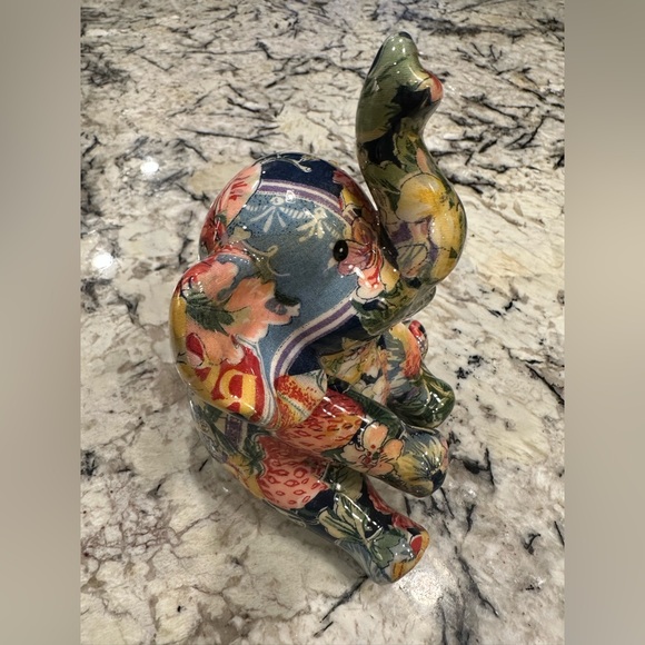 EUC La Vie Safari Decoupage Porcelain Elephant and Giraffe Figurine Set - Picture 4 of 11